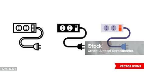 3 가지 유형의 전원 스트립 아이콘 흑백 윤곽선 격리된 벡터 기호 기호 멀티탭에 대한 스톡 벡터 아트 및 기타 이미지 멀티탭 아이콘 벡터 Istock