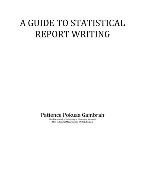 A Guide To Statistical Report Writing Pdf