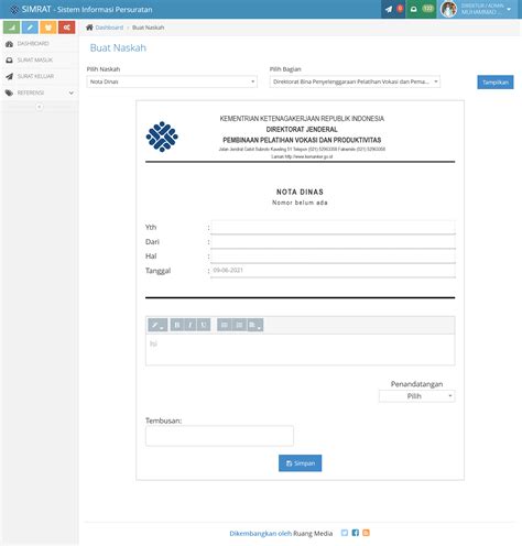 Simrat Sistem Informasi Manajemen Persuratan Kemnaker Ri Ruang