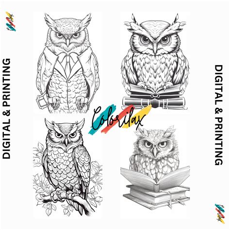 50 Nostalgic Wise Owl Coloring Pages Adults And Childs Coloring Book