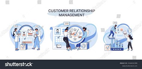 Crm Metaphor Customer Relationship Management Application Stock Vector