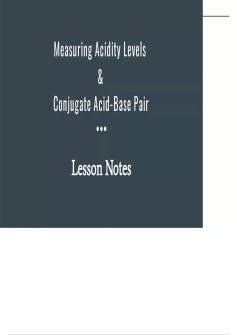 Acidity Identification Measurement And Conjugate Acid Base Pair