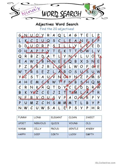 Adjectives Word Search Word Search English ESL Worksheets Pdf Doc