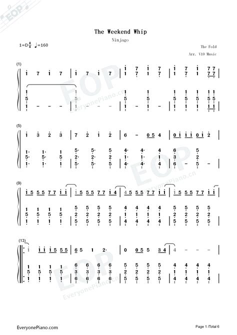 The Weekend Whip Ninjago Theme Song Numbered Musical Notation Preview