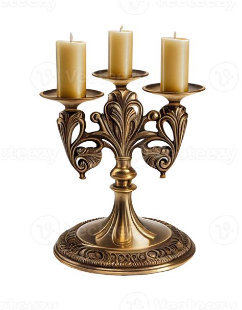 Antique Brass Candlestick On Transparent Background Created With