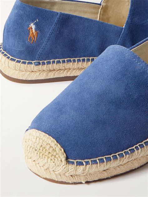 Blue Cevio Logo Embroidered Suede Espadrilles Polo Ralph Lauren Mr