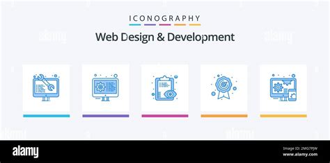 Web Design And Development Blue Icon Pack Including Design Quality