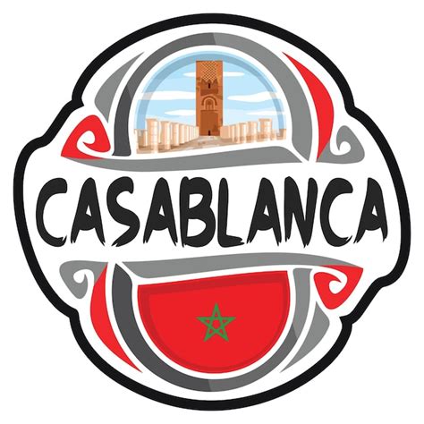 Premium Vector Casablanca Morocco Flag Travel Souvenir Sticker