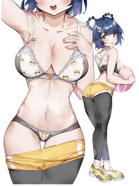 Rule 34 Blue Hair Blush Bra Genshin Impact Sportswear Underwear