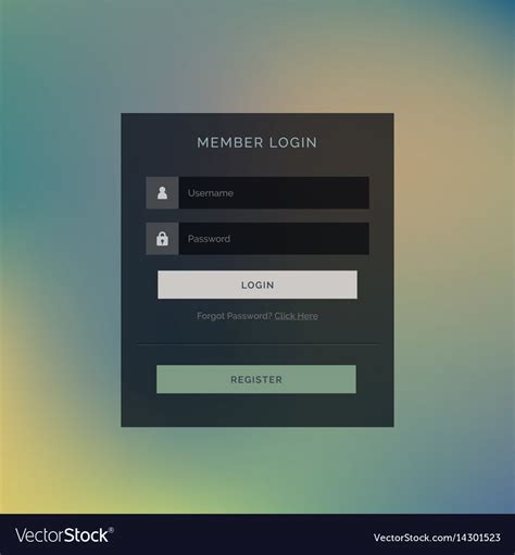 Dark Theme Member Login Form Ui Design Royalty Free Vector