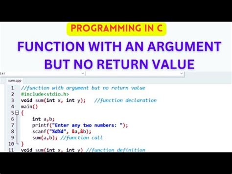 Function With Argument And No Return Value In C Sum Program In C User