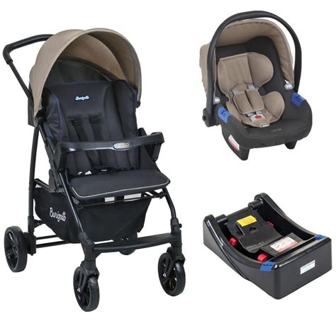 Carrinho de Bebê Travel System Burigotto Ecco Cinza e Bege Base