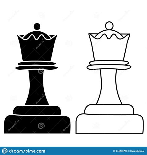 Reina De Las Piezas De Ajedrez Blanco Y Negro Ilustraci N Del Vector