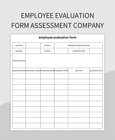 Employee Assessment Evaluation Form Excel Template And Google Sheets