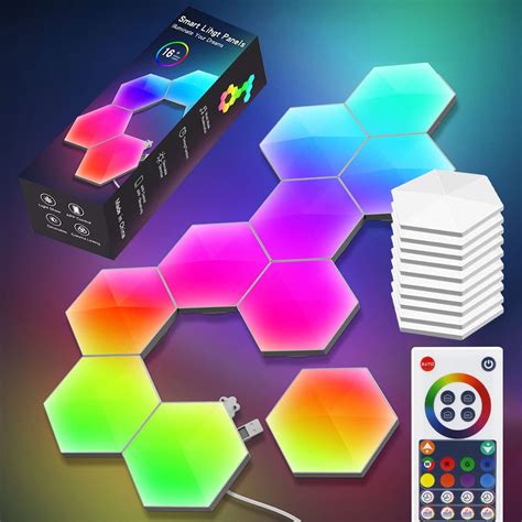 Buy Hexagon LED Wall Lights - 10 Pack Gaming Lights, Smart Modular RGB ...