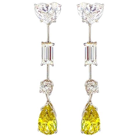 Gia Certified 4 30 Carat Pear And Heart Shape Diamond Drop Earrings For Sale At 1stdibs Gia