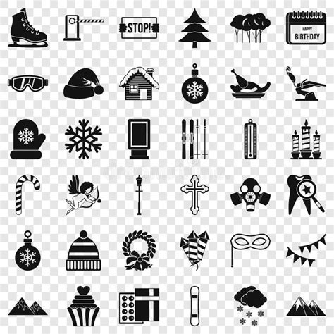 Winter Holiday Icons Set Simple Style Stock Vector Illustration Of