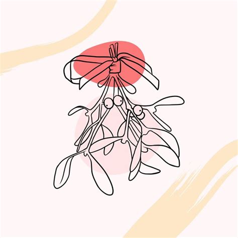 Premium Vector Hand Drawn Mistletoe In Line Art Style A