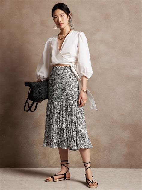 Pleated Midi Skirt Banana Republic Factory