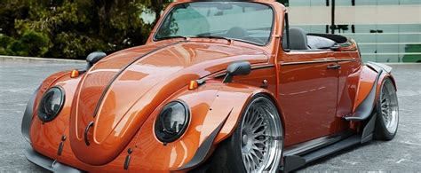 Stanced VW Beetle Ducktail Cabrio Adopts A Digitally Sweet Orange JDM