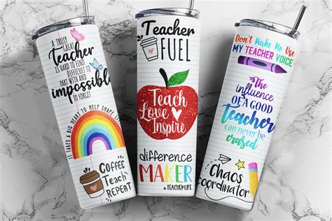 20 Oz Skinny Tumbler Rainbow Glitter Teacher Tumbler Teach Love Inspire Sublimation Design