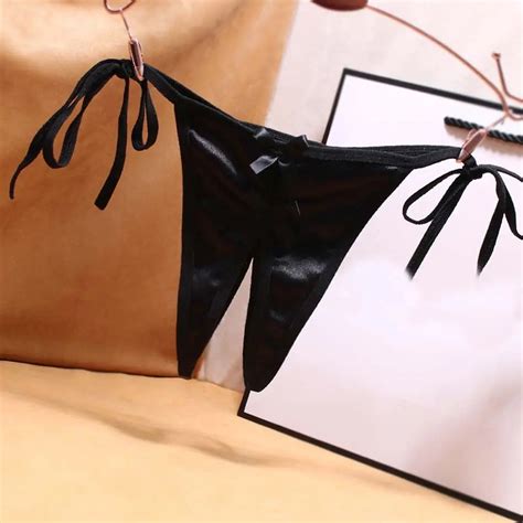 Culotte String Lacets Pour Femmes Lingerie Sexy Entrejambe Ouvert D Cor N Ud Papillon Slip