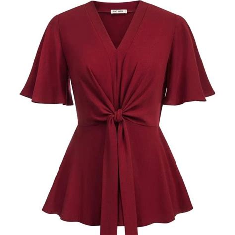 Womens Elegant Peplum Tops Wine Red Elegant Peplum Top Elegant