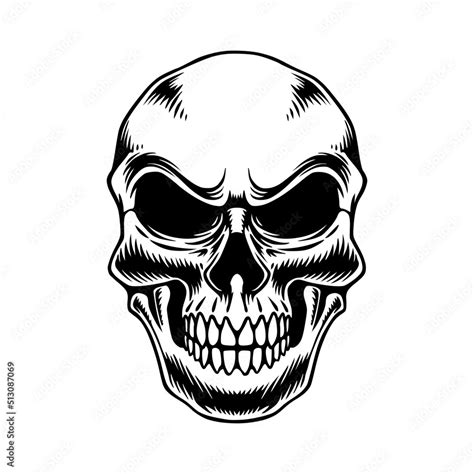 Skull Line Art Design Vector Logo Illustration Stock Vector Adobe Stock