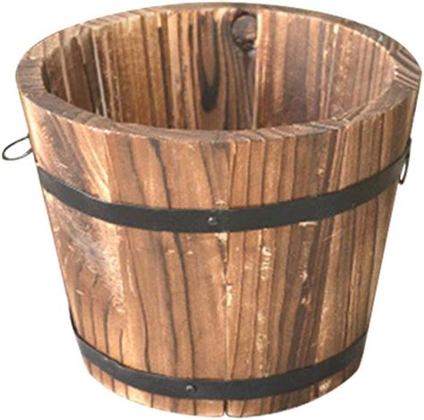 Nicexmas Seau En Bois Tonneau Jardini Res Rond En Bois Jardin Pot De