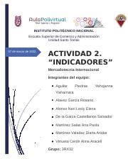 A2 Indicadores Equipo 1 docx INSTITUTO POLITÉCNICO NACIONAL Escuela