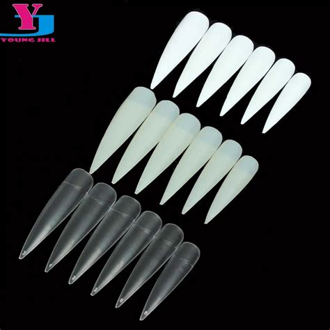 500pcs Long Sharp False Nail Art Tips Acrylic Salon Natural White Clear Acrylic Salon Fake