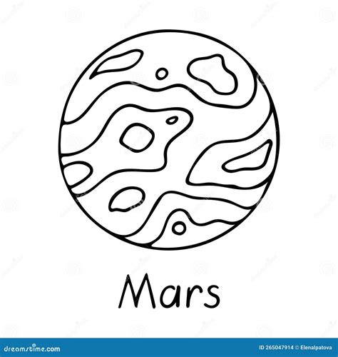 Doodle Of Mars Planet Of The Solar System Stock Vector