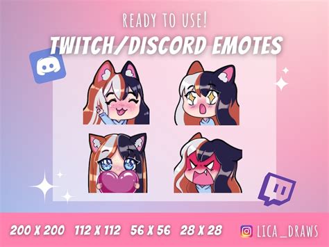 Calico Neko Girl EMOTES For Twitch Youtube Discord Streaming