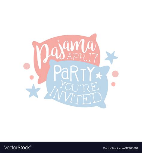 Girly Pajama Party Invitation Card Template With Vector Image