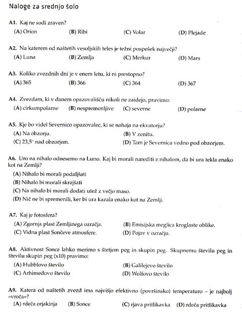 Naloge in rešitve iz astronomije 2009 šolsko tekmovanje osnovne in