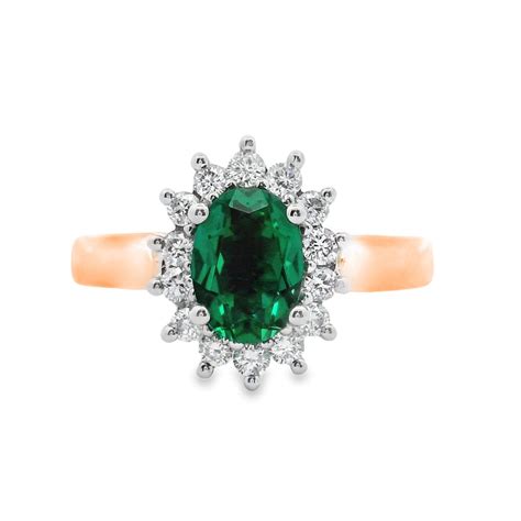9ct Rose Gold Lab Grown Emerald And Diamond Halo Set Ring Duffs Jewellers