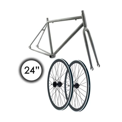 Ridewill Bike Kitsf24wh707 Fixed Gear 24 Frameset Raw Steel Wheelset