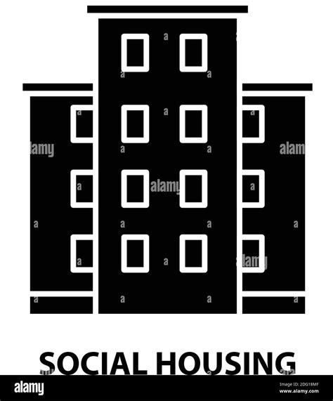 Social Housing Icon Black Vector Sign With Editable Strokes Concept