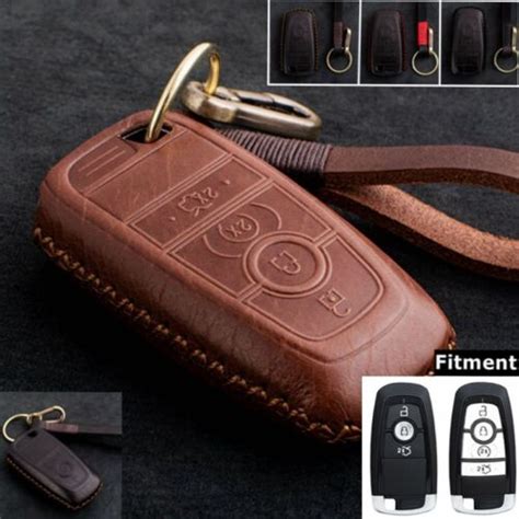 Real Leather Car Remote Key Case Cover Bag For Ford Mustang Explorer