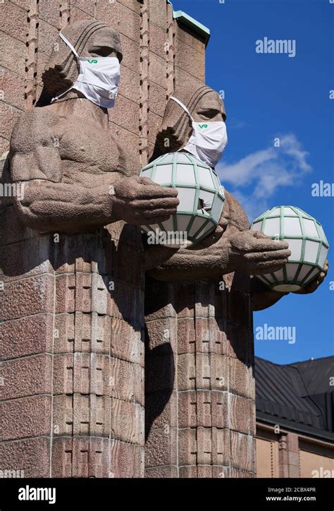 Helsinki Finland August Iconic Stone Men Statues By The