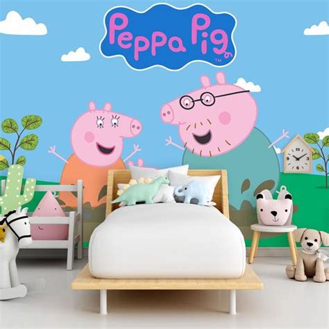 Papel De Parede Foto Mural Fam Lia Peppa Pig Brincando Na Lama