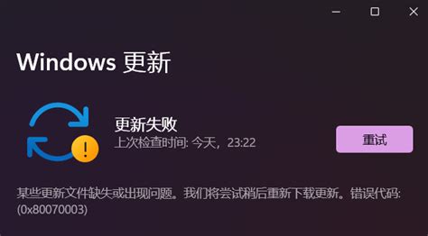 Win11更新失败怎么办 Windows11更新失败错误代码0x80070003的解决方法某些更新文件缺失或出现问题。我们将尝试稍后重新下载