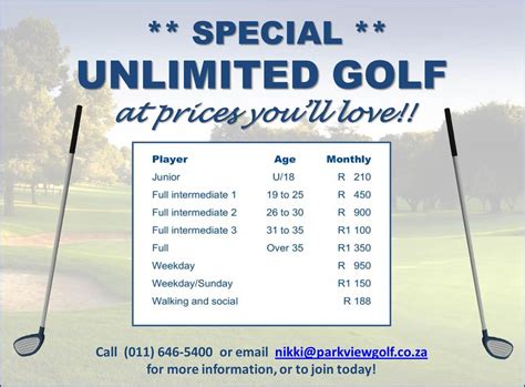 ** UNLIMITED GOLF ** Membership @Parkview Golf Club