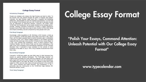 Free Printable College Essay Format Templates Pdf Word