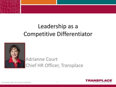 Leadership As A Competitive Differentiator Final Ppt