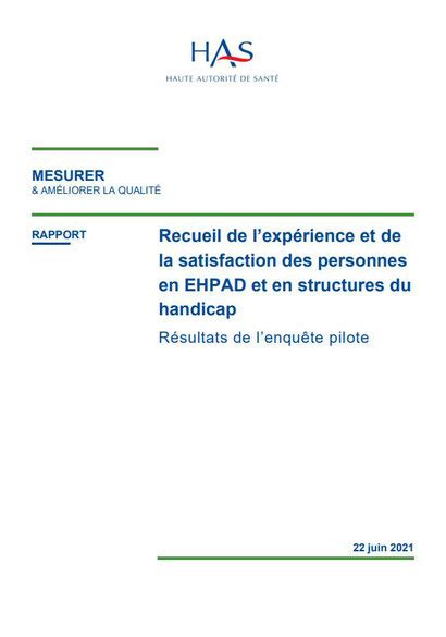 Recueil De Lexp Rience Et De La Satisfaction Des Personnes En Ehpad Et