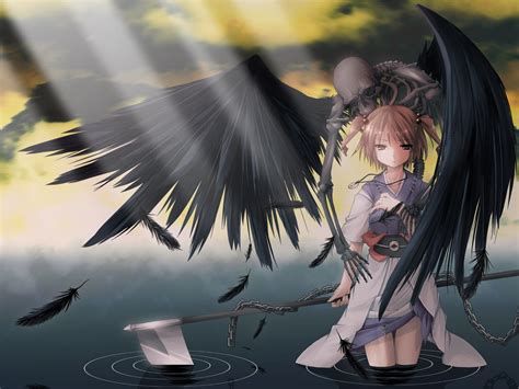 Wallpaper Ilustrasi Gadis Anime Sayap Touhou Pakaian Onozuka