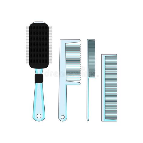 Set Of Hairbrushes In Flat Style Vector Illustration For Design Stock Illustration