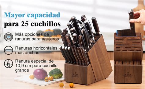 Enoking Soporte Cuchillos Cocina Porta Cuchillos Cocina De Acacia Con