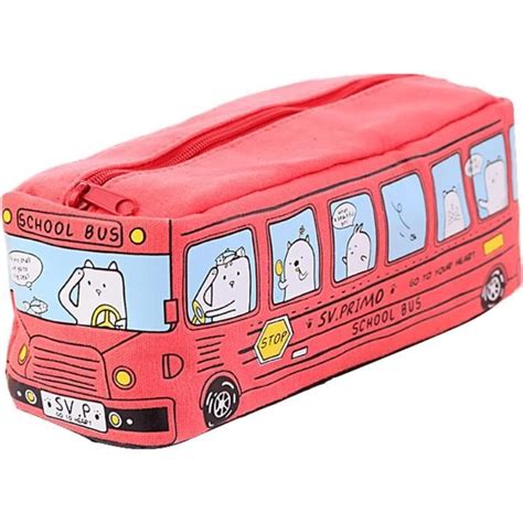 Trousse Crayons En Forme De Bus Scolaire Kawaii Motif Dessin Anim